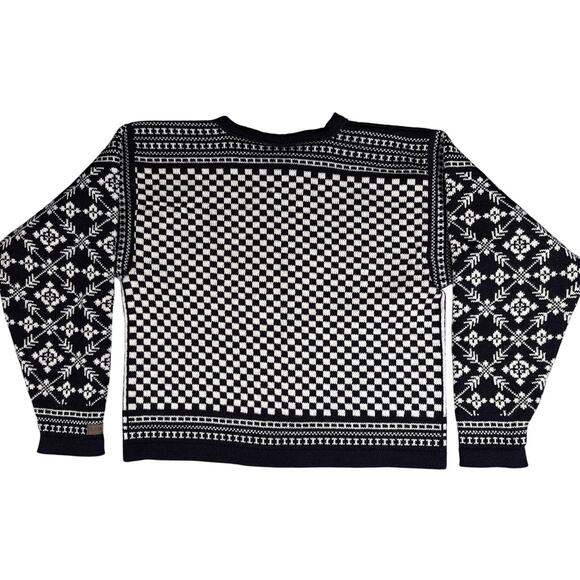 Dale of Norway Cardigan Knit Sweater Womens Small Wool Button Up Checkered Roses - Picture 5 of 12